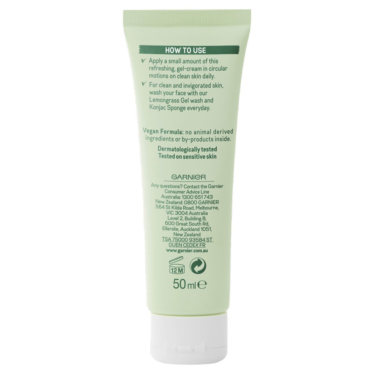 Garnier Organics Lemongrass Balancing Moisturiser back packshot